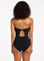 OEM Bikini Op Maat Ontworpen Gerecycled Materiaal Effen Bandeau Badpak Doorzichtig Mesh Taille Cut-Out Rug Eén-delig Hoge Kwaliteit Zwemkleding