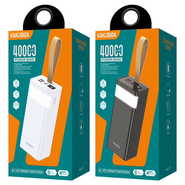 KAKUSIGA 40000mah Fast Charging Power Bank LED Digital Display Power Bank Portable Battery Power Bank with Light