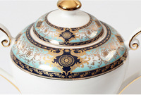 Service à café de luxe 15 pièces en porcelaine fine, bordure dorée, style royal européen, qualité alimentaire, théière et tasses en céramique, minimalisme moderne