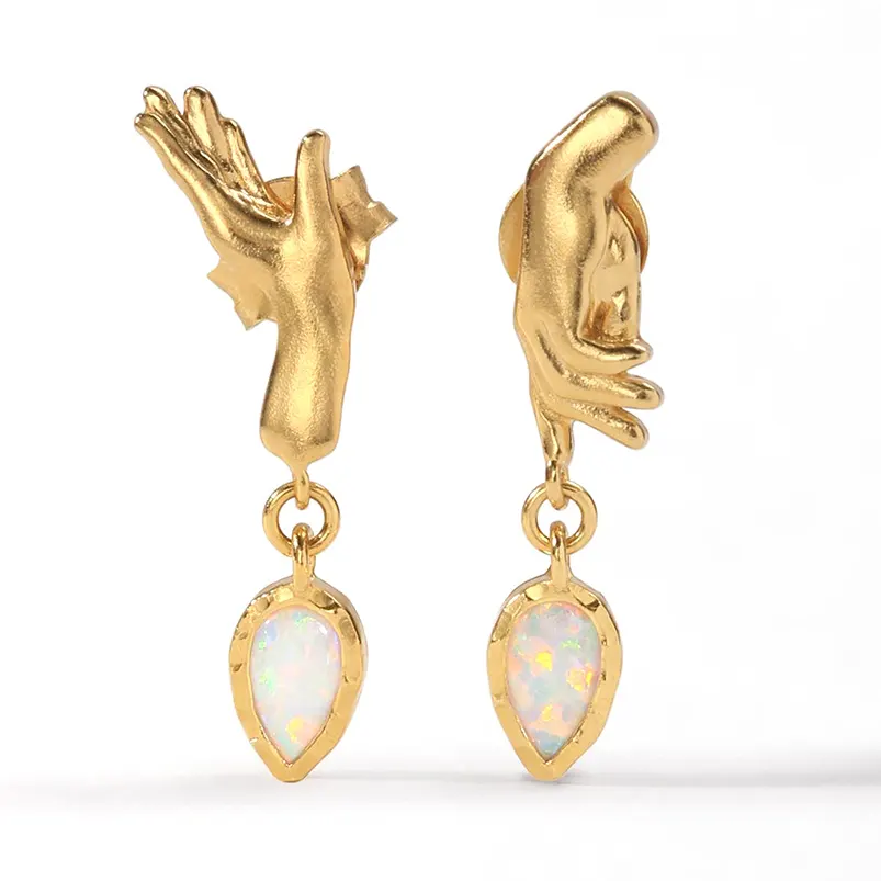 Gemnel женские ювелирные изделия из серебра 925 18 карат золото рука об руку Висячие золотые модные серьги