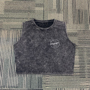 Custom Logo Printed Summer Cotton Sleeveless <b>Vest</b> High Quality Vintage Washed Round Neck <b>Women</b> Distressed Tank <b>Top</b> - Product Image 6