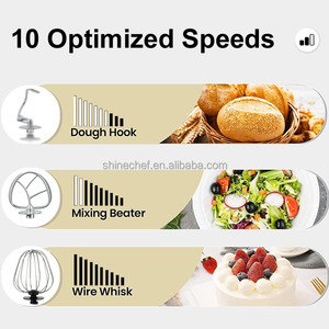 Gewerbliche Küchenmaschine 3-in-1 mit Drehbarer Schüssel, Elektrisch Betrieben, zum Mischen von Brotteig, Kuchen, Reis, Handmixer - Product Image 4