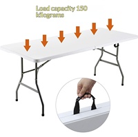 Table pliante d'extérieur en plastique au design moderne, réglable en hauteur, portable, 4 places, pour bureau, conférence, camping, pique-nique