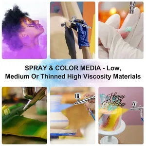 Dual-Action Gravity Airbrush <b>Kit</b>, 0.2/0.3/0.5mm Needles 7/20/40cc Cups Cleaning Tools for Makeup <b>Nail</b> Art Painting Car Detailing - Product Image 4