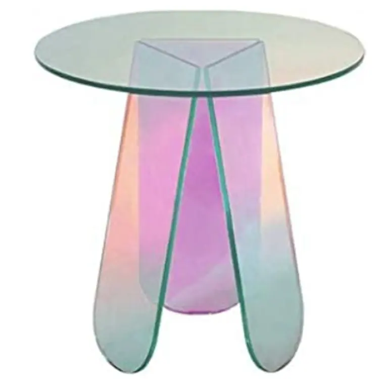 Mesa acrílica moderna de lujo transparente, Perspex redonda de mesa lateral, elegante, transparente, a la moda