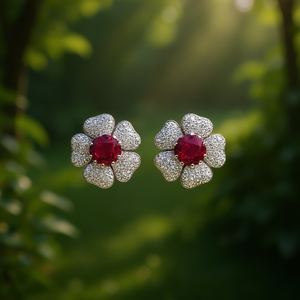 Pendientes de tuerca con flor verde E3307 para mujer, joyería fina de lujo con engaste de garra y piedra principal verde - Product Image 2