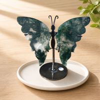 Ailes de papillon en cristal naturel sculptées à la main avec support en métal, pierre de guérison, ornement de papillon sculpté à la main, décoration de la maison, cadeau