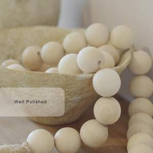 RUIRUICO Extra <b>Large</b> Wood <b>Bead</b> Garland 1.6\" Diameter Nature Beige 41 Inches Farmhouse Decorative <b>Beads</b> Home Decor Decorative - Product Image 4