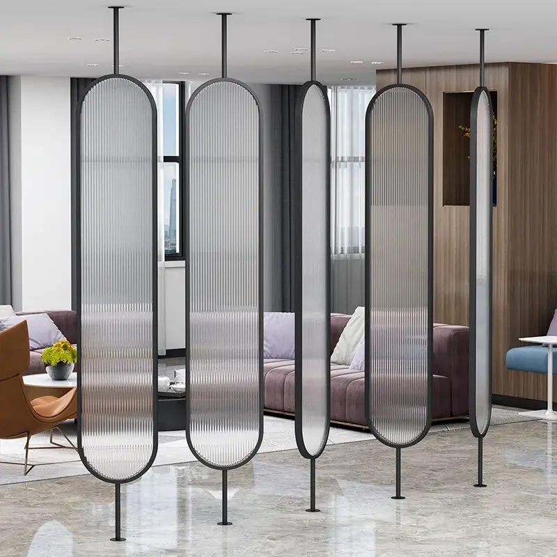 Villa oturma odası Modern tasarım paslanmaz çelik Metal oda bölücü ekran