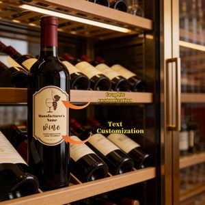 Étiquettes de bouteilles de vin vintage personnalisées autocollantes |   Autocollants décoratifs écologiques pour bars, mariages et fêtes - Product Image 1