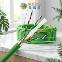 CAT 6a 1000ft 10G Alambre de cobre sólido de alta velocidad Doble blindaje 4pr Par trenzado 23AWG SFTP LSZH Cable Ethernet Cat6a