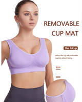 Soutien-gorge de sport/très court sans armatures en maille tricotée sans couture pour femmes grandes tailles, respirant avec découpes en maille pour le yoga et l'entraînement – Vente en gros