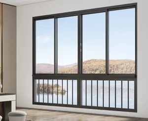 2024 New Minimalist Style Aluminum Sliding Windows Tinted Glass Sliding Door For Villa Interior Window