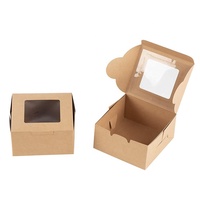 Boîtes d'emballage de gâteaux carrés avec fenêtre, papier Kraft brun blanc alimentaire personnalisé 8 pouces boîte à gâteaux petit paquet emballage de gâteaux