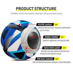 كرة قدم بجودة عالية الأفضل مبيعاً من المصنع حجم 5 ملصقات حرارية PU كرة قدم جلدية للألعاب مع خصم مشهور