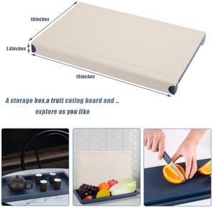 เขียงทำจากพลาสติกเกรดอาหารเขียงทำจากฟางข้าวสาลี6ใน1สำหรับใช้ในห้องครัวพร้อมลิ้นชักทนทาน - Product Image 4