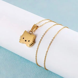 Collier avec pendentif chat mignon personnalisé, collier en acier inoxydable plaqué, vente directe d'usine - Product Image 2