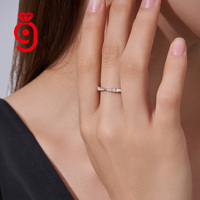 Bague de promesse élégante JIUZUAN en argent sterling S925 avec moissanite en forme de V, demi-alliance éternelle, couleur D VVS, pour femme