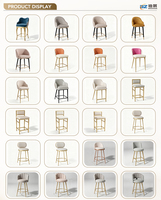 Chaise de bar en cuir PU avec assise rembourrée en titane, tabouret haut pour cuisine et salle à manger
