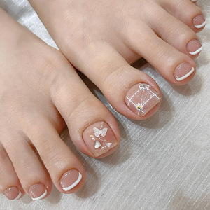 Vente en gros d'usine, logo personnalisé, ongles artificiels en ABS de haute qualité, 24 pièces, réutilisables, design viral TikTok, ongles artificiels pour <span class=keywords><strong>les</strong></span> pieds - Product Image 4
