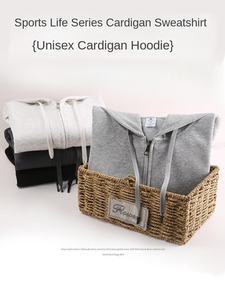 Sports Leisure Solid Color 100% Cotton Fleece Loose Fit European American High Street Cross-border Direct Winter Men's Hooded - Product Image 3