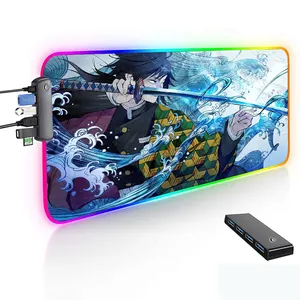 Gaming Accessories XXL Large Anime 4 Port Splitter Mausepad Led Backlit Mat Multiport With USB Hub Rgb Mouse Pad