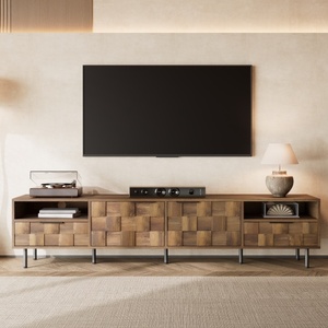 Modern Wood Top TV Stand with 2 Drawers Durable Eco-Friendly Media Console <b>Table</b> for Living Room - Product Image 1