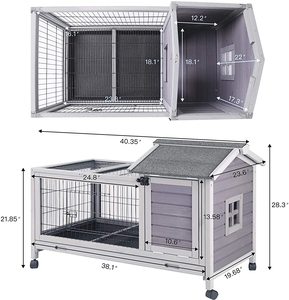 Deluxe büyük ahşap tavşan tavşan yetiştiriciliği kulübe tavuk kümesi w/açık çalışma hayvan kafesi - Product Image 4