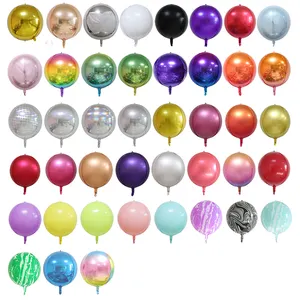 Venta al por mayor 22inch 4d Foil Disco Football Baloncesto Earth Balloon Gradient Solid Plain Foil Balloon