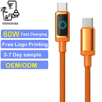 Cable USB C de 60W 3A con Indicador LED, Trenzado de Nailon, Conductor de Cobre Puro y Aleación de Aluminio, Carga Rápida PD 3.1 para Cámara, 1m 2m 3m