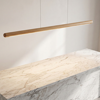 Lámparas de Techo Japandi con Revestimiento de Madera de Roble Claro, Diseño de Barra Redonda de 150 cm, Iluminación Colgante LED Regulable para Entrada
