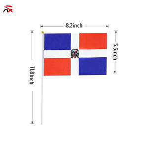 Drapeau à agiter à la main de la République Dominicaine, 14*21cm, avec mât en plastique, pour la célébration de la Fête Nationale - Vente en gros - Product Image 2