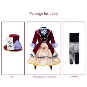 Costume da Cappellaio Matto per Bambine, Vestito da Festa in Maschera per Halloween, Outfit da Fiaba con Cappellini, Travestimento per Giochi di Ruolo - Product Image 4