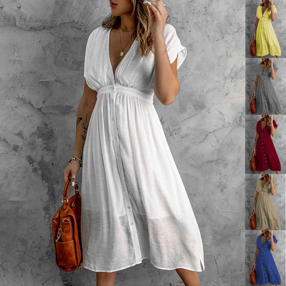 Beach Long Maxi Dress Women Beach Dress Robe Cover Up Tunic Pareo White V-Neck Swimwear Bathing Suit Beachwear