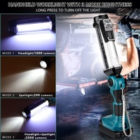 Lampe torche pour batterie Mak Tas 18V 25W 2000LM, projecteur portable à main, lampe de camping avec crochet pour garage, camping, urgences