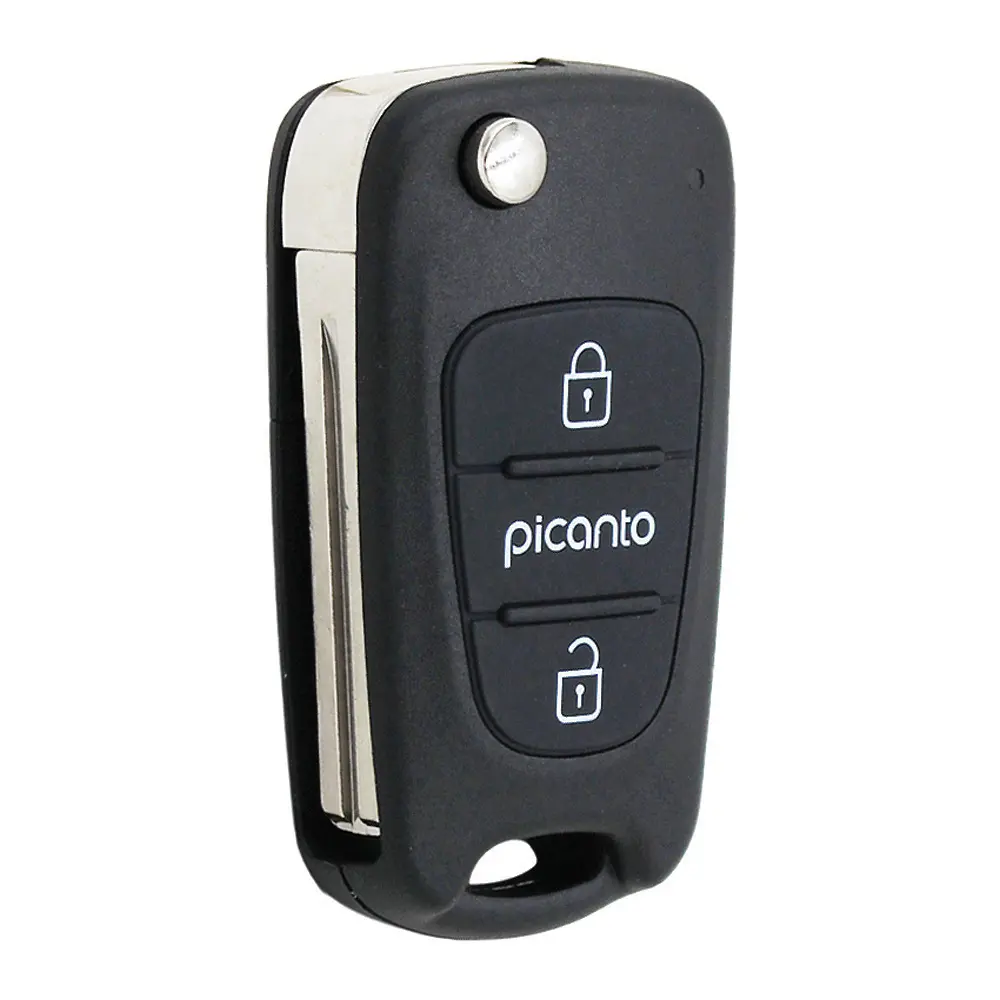 Casing Cangkang Kunci Jarak Jauh Lipat 3 Tombol Penutup Kerangka Kunci Mobil Pintar Flip untuk Kia Picanto K2 K5 dengan Pisau Belum Dipotong