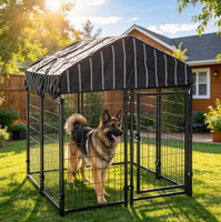 Enclos pour chien en métal d'extérieur avec couverture protectrice résistante aux intempéries, grande cage pour animaux de compagnie avec toit imperméable et rideaux latéraux