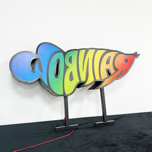 صندوق إعلاني خارجي إبداعي مقاوم للمطر بتصميم على شكل سمكة، مزود بإضاءة متدرجة اللون ومقاوم للأشعة فوق البنفسجية، قابل للتخصيص بشعارك. - Product Image 5