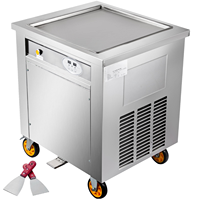 Nouvelle machine à glace roulée/à glace pilée/à glace frite à fonctionnement facile et haute efficacité, avec eau comme matière première, capacité de 25 L/h, 220 V 50 Hz