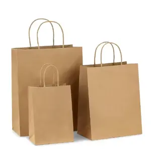 Disposable Custom Biodegradable Printed Craft Brown Paper Bags With Your Own Logo Packaging