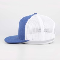 Personnalisé de haute qualité 6 panneau coton à bord plat noir 3d Logo et petit logo vierge 112 casquettes de camionneur chapeaux