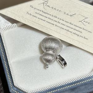 Pendentif en argent pur S925, forme de gourde en jade mousse d'eau, design de niche, style chinois simple et nouveau, composants de bijoux à la mode - Product Image 4