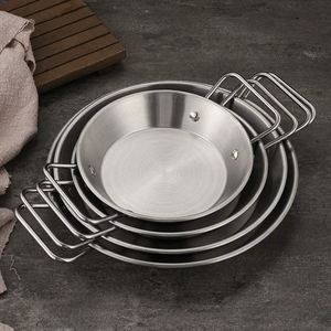 Bandejas de Acero Inoxidable Gruesas Multiusos Personalizadas al por Mayor con Dos Asas, Sartenes <span class=keywords><strong>para</strong></span> <span class=keywords><strong>Paella</strong></span>, Sartén Plana <span class=keywords><strong>para</strong></span> Uso en Cocina - Product Image 3