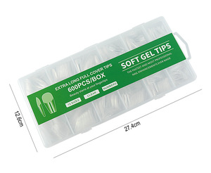 Extra Long Soft Gel Nail <strong>Tips</strong> 600Pcs Box Ultra Thin No Need to File Half Matte Press on Nails for Nail Extension and Manicure - Product Image 6