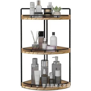 Wooden Corner Shelf Iron Wood Combination 2 Tier <b>Kitchen</b> <b>Storage</b> Rack For Countertop Organize Spices And Condiments - Product Image 3
