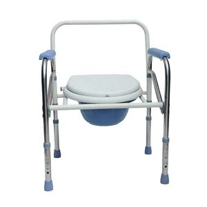 Chaise d'aisance pliante Toilette Acier Personnes âgées Handicapées Patient Douche Chaise Seau Dossier - Product Image 4