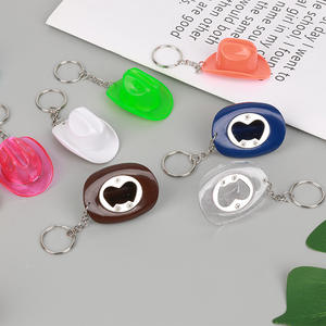 Llavero Destapador de Botellas con Diseño de Sombrero de Vaquero Occidental Vintage y Casco de Construcción, Regalo Promocional Novedoso, Venta al por Mayor - Product Image 1