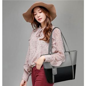 Soft Leather Bag Women's Autumn and Winter Fashion Simple Splicing Crossbody Handbag Large Capacity Tote Bag - Product Image 2