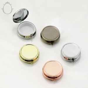 Quà tặng khuyến mãi du lịch Pill Dispenser trường hợp kim loại Pill Box 3 ngăn với gương xây dựng bên trong - Product Image 1