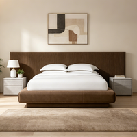 Lit flottant California King Size, cadre de lit OEM ODM personnalisé, panneaux en bois massif multicouches, lit de luxe pour les amateurs de style minimaliste